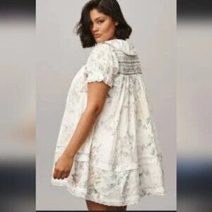 Anthropologie The Findley Puff-Sleeve Collared Mini Dress by Pilcro NWT $148 L